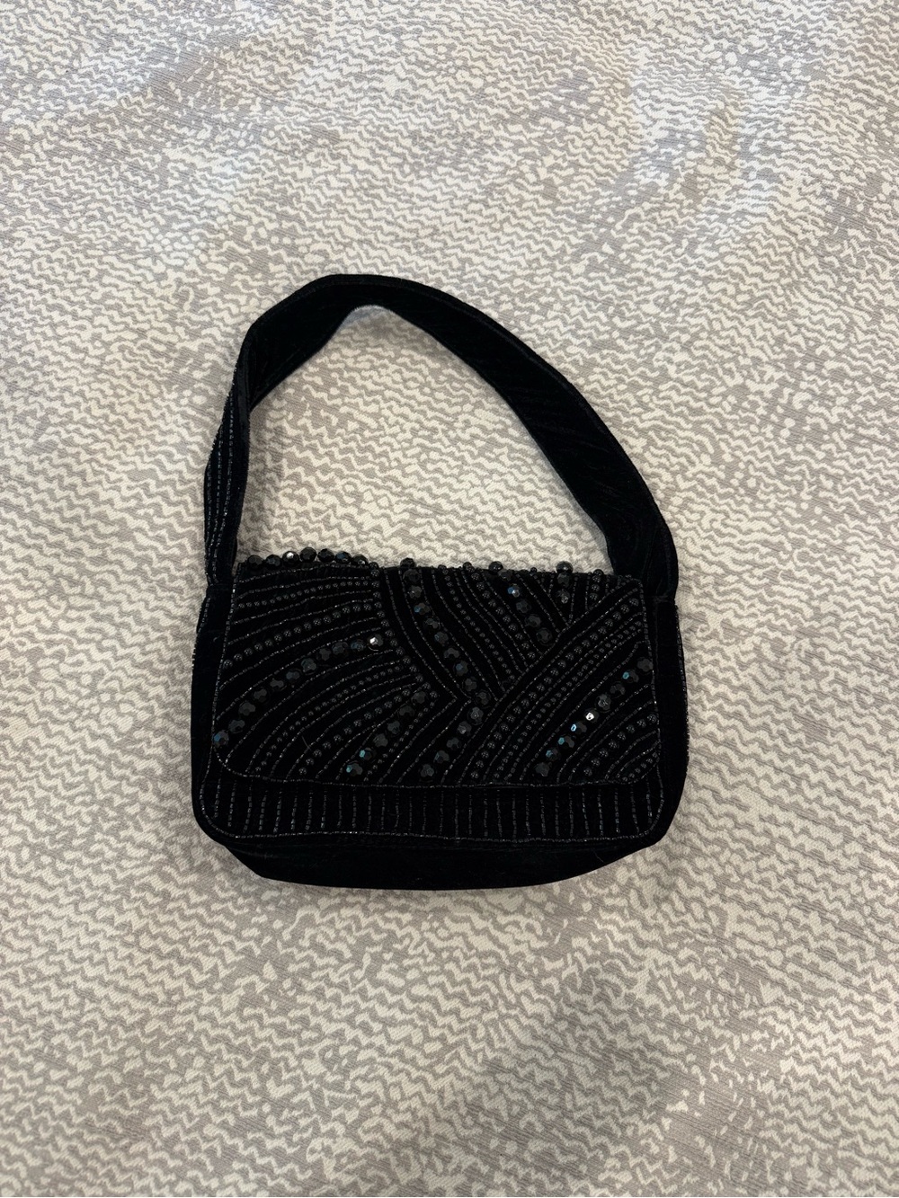 a new day Black Beaded Velvet Shoulder Bag - never worn